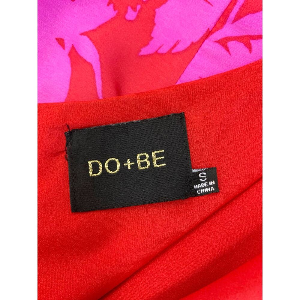 DO + BE One Shoulder Midi Dress Pink Red Floral Women's S Cocktail Wedding Guest - Picture 7 of 9